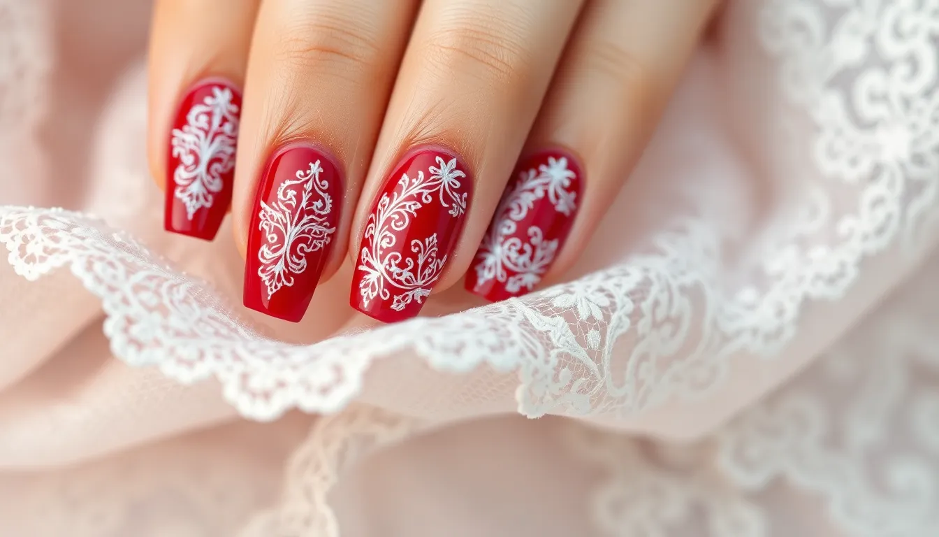 15 Classy Red Nail Art Designs for Your Wedding Day That'll Steal the Show 4 15 Classy Red Nail Art Designs for Your Wedding Day That'll Steal the Show 3