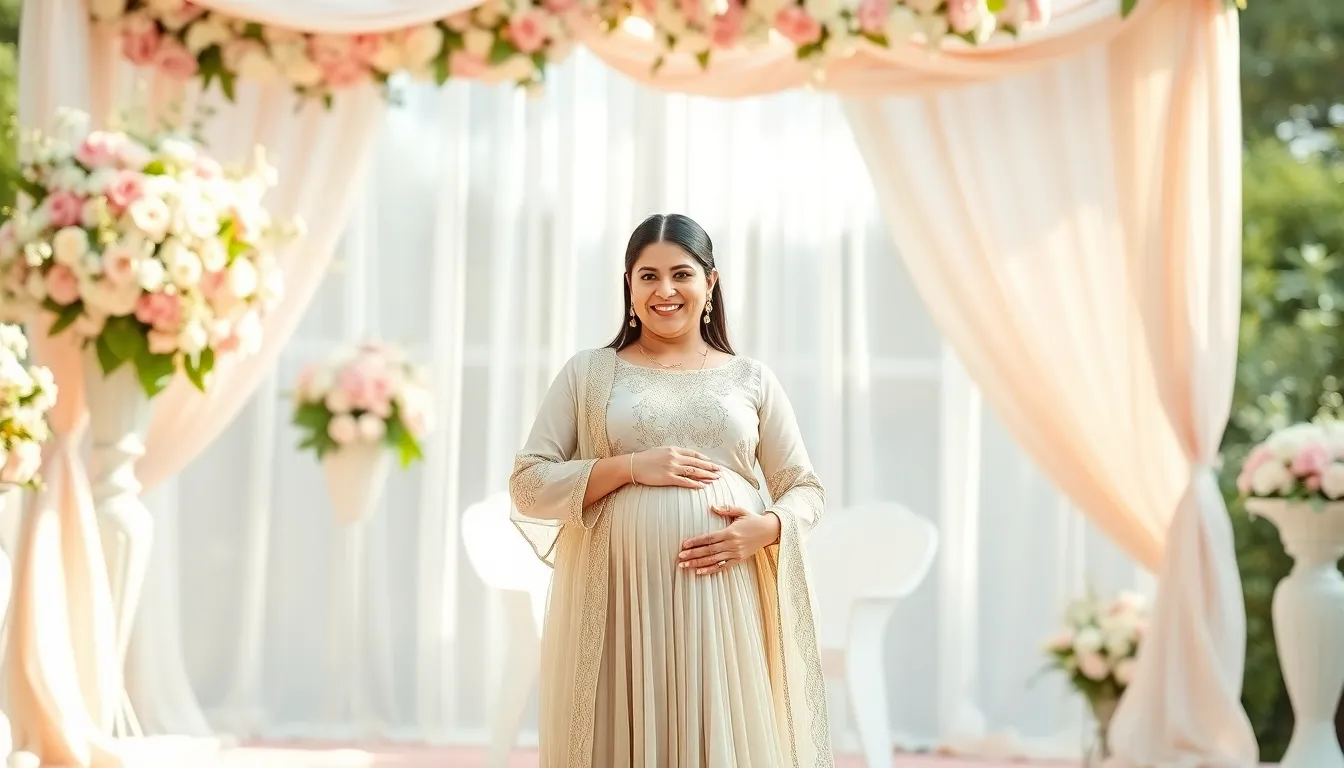 15 Stunning Indian Baby Shower Looks for Expecting Moms That'll Make You Glow 6 15 Stunning Indian Baby Shower Looks for Expecting Moms That'll Make You Glow 5