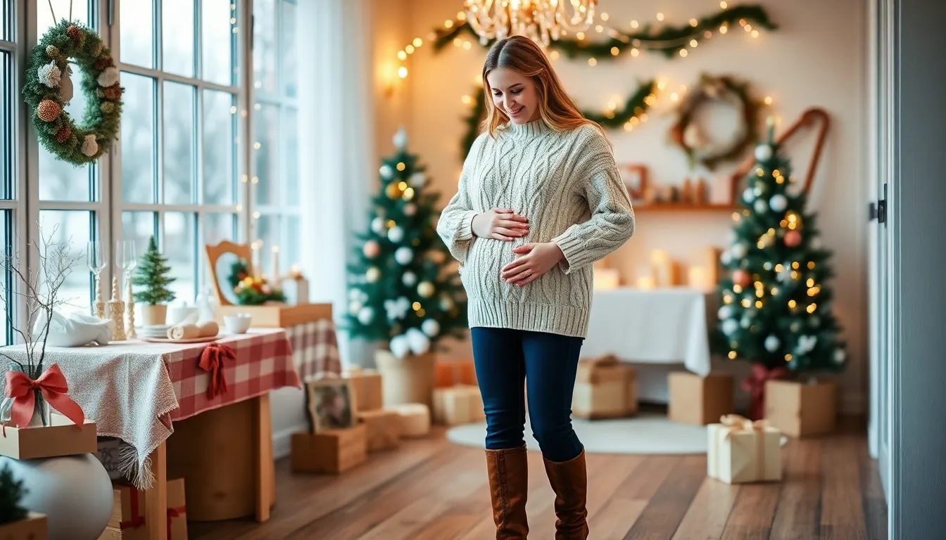 15 Stylish Winter Baby Shower Outfits for Mom That Keep You Warm & Glowing 5