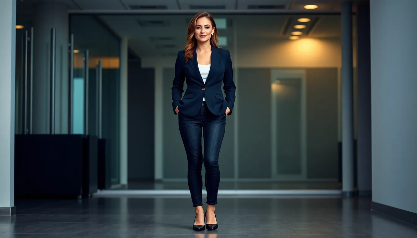 15 Chic Business Casual Outfits for Women with Jeans That Actually Work at the Office 5