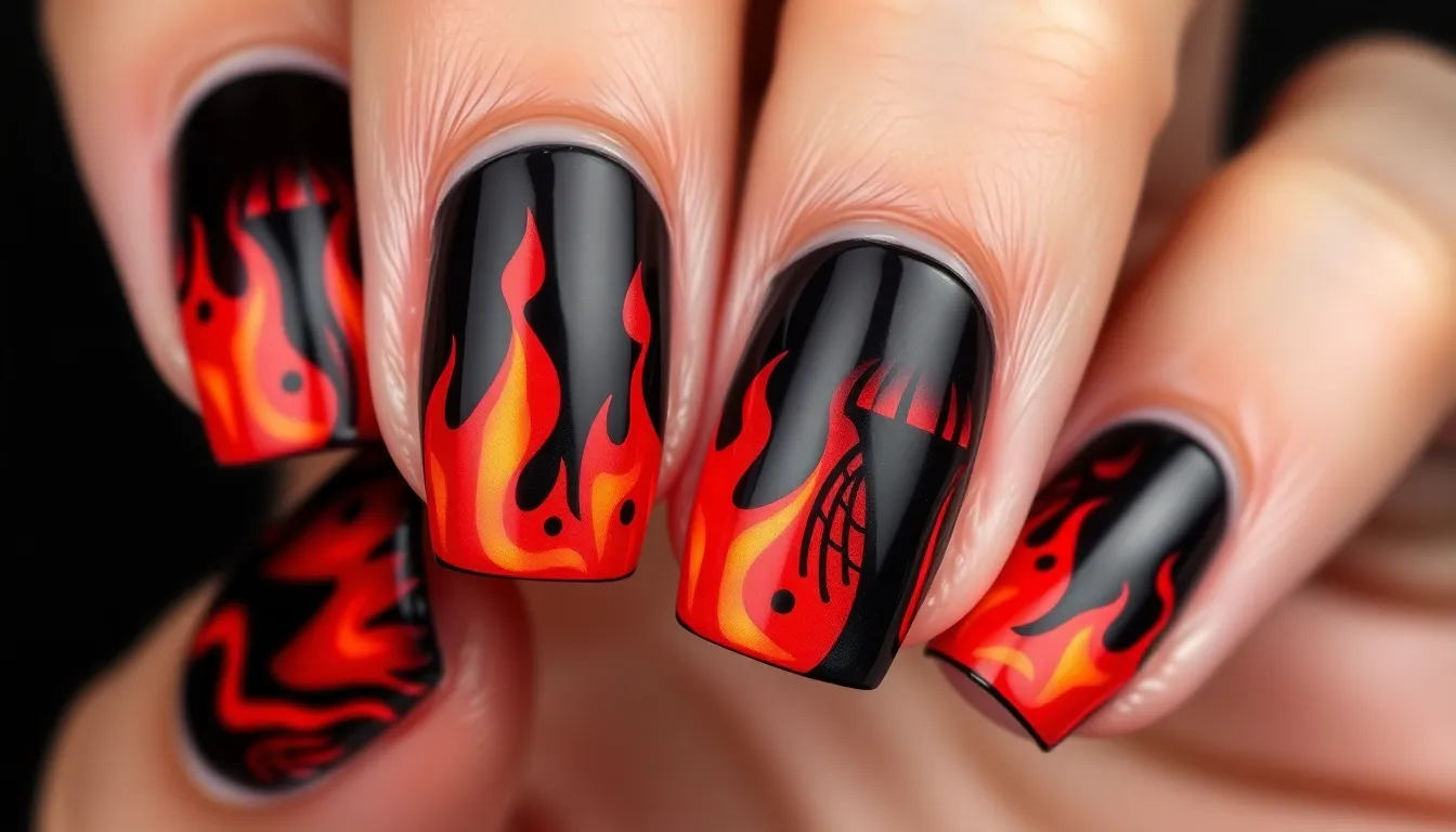 15 Stunning Black and Red Halloween Nail Designs to Steal the Show This Year 8 15 Stunning Black and Red Halloween Nail Designs to Steal the Show This Year 7