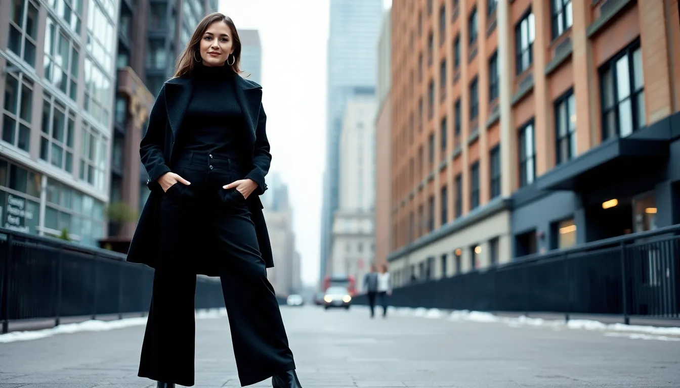 15 Chic Black Wide Leg Pants Outfit Winter Ideas That'll Keep You Warm & Stylish 7