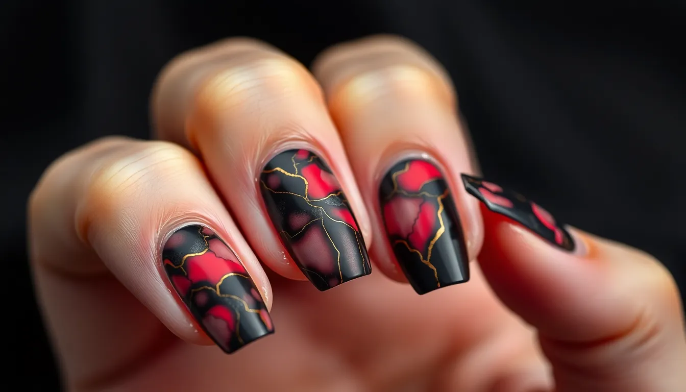 15 Stunning Black and Red Halloween Nail Designs to Steal the Show This Year 10 15 Stunning Black and Red Halloween Nail Designs to Steal the Show This Year 9