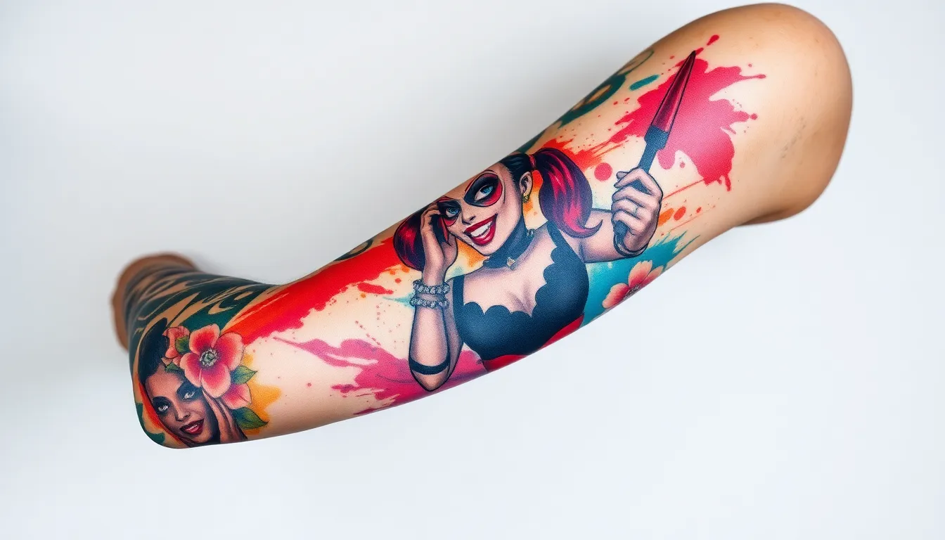 50+ Harley Quinn Tattoo Ideas for Women: From Minimalist to Full Sleeves 10 50+ Harley Quinn Tattoo Ideas for Women: From Minimalist to Full Sleeves 9