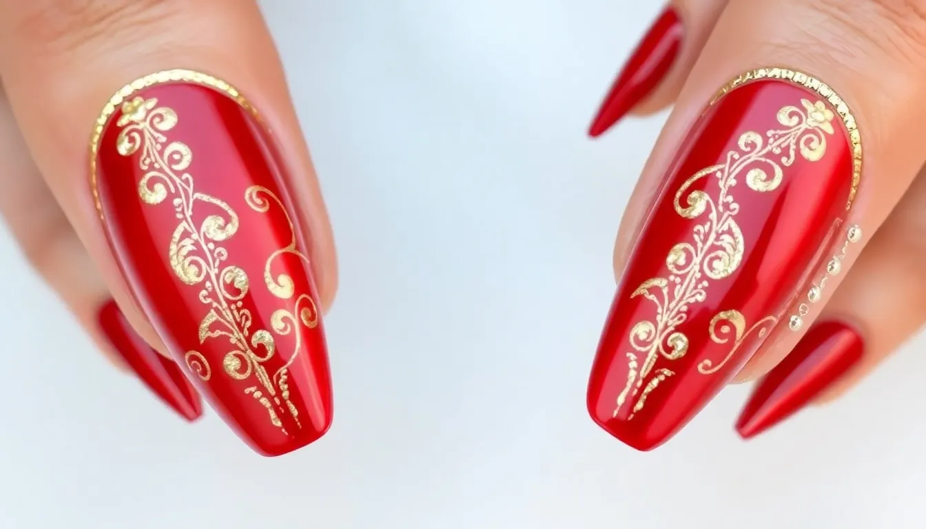15 Classy Red Nail Art Designs for Your Wedding Day That'll Steal the Show 10 15 Classy Red Nail Art Designs for Your Wedding Day That'll Steal the Show 9