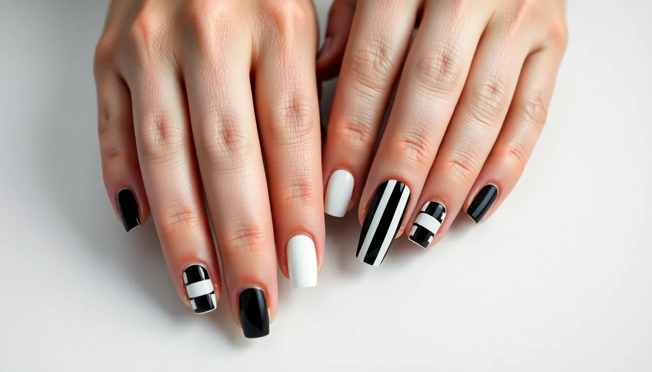 25 Simple Black and White Nail Ideas You Can DIY at Home (Beginner-Friendly!) 12 25 Simple Black and White Nail Ideas You Can DIY at Home (Beginner-Friendly!) 11