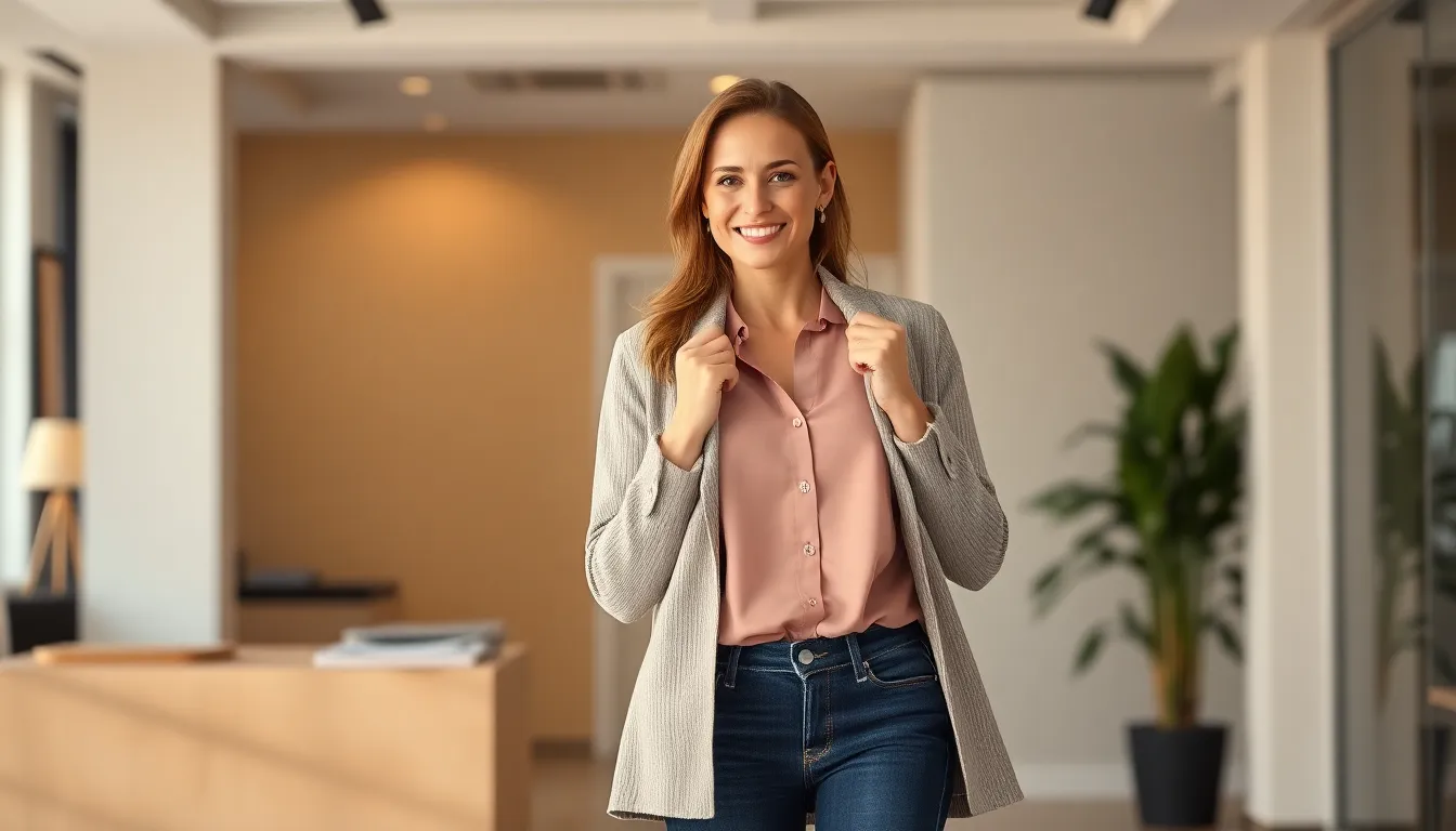 15 Chic Business Casual Outfits for Women with Jeans That Actually Work at the Office 11