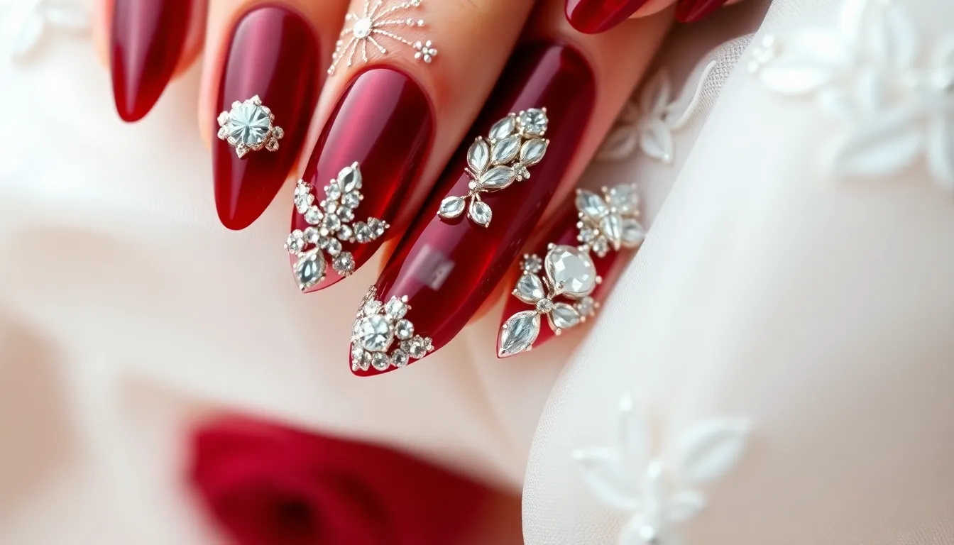 15 Classy Red Nail Art Designs for Your Wedding Day That'll Steal the Show 12 15 Classy Red Nail Art Designs for Your Wedding Day That'll Steal the Show 11