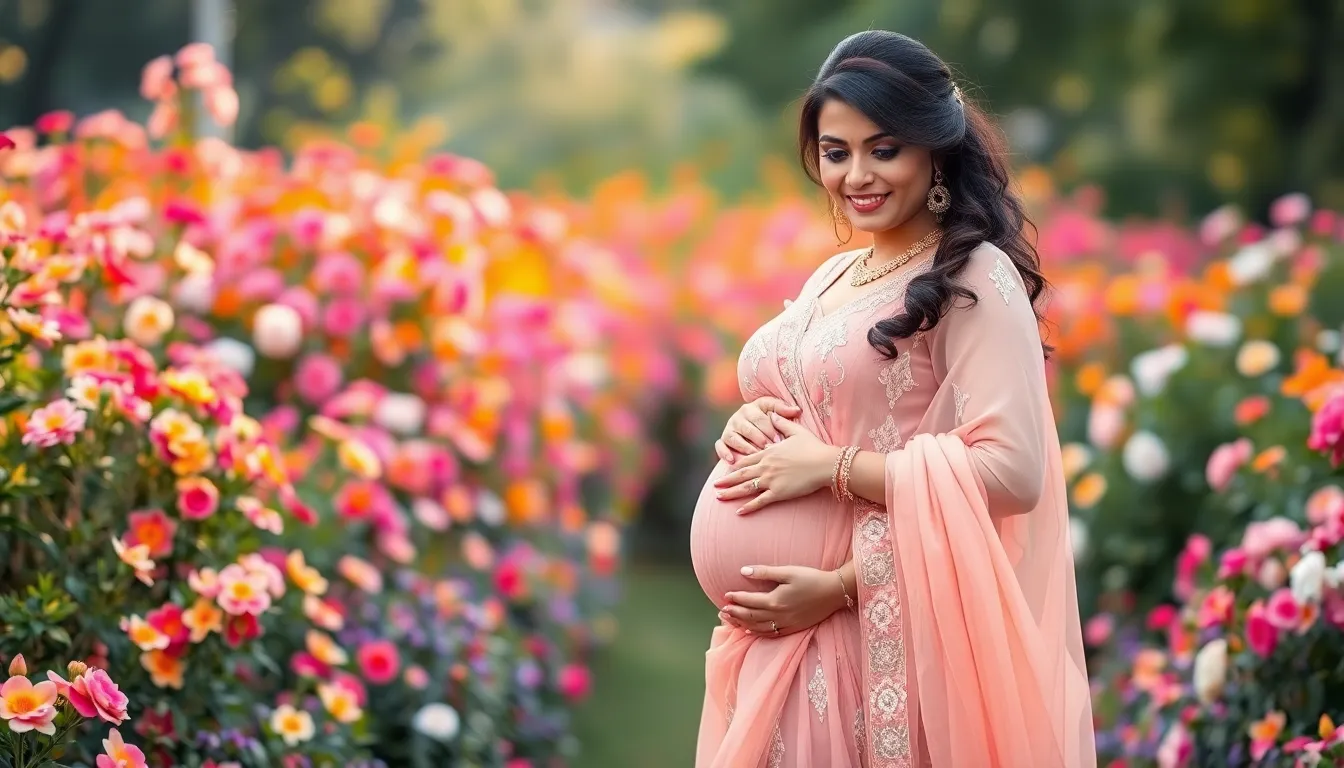 15 Stunning Indian Baby Shower Looks for Expecting Moms That'll Make You Glow 14 15 Stunning Indian Baby Shower Looks for Expecting Moms That'll Make You Glow 13