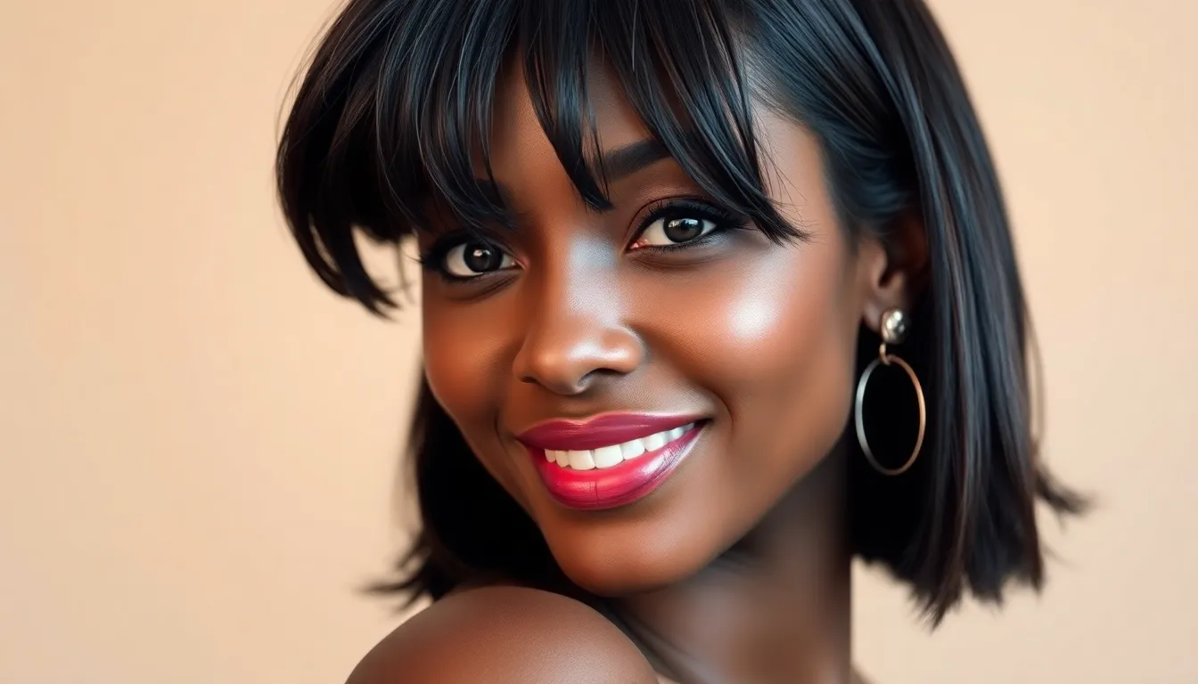 20 Stunning Bob with Bangs Styles for Black Women That'll Transform Your Look 16 20 Stunning Bob with Bangs Styles for Black Women That'll Transform Your Look 15