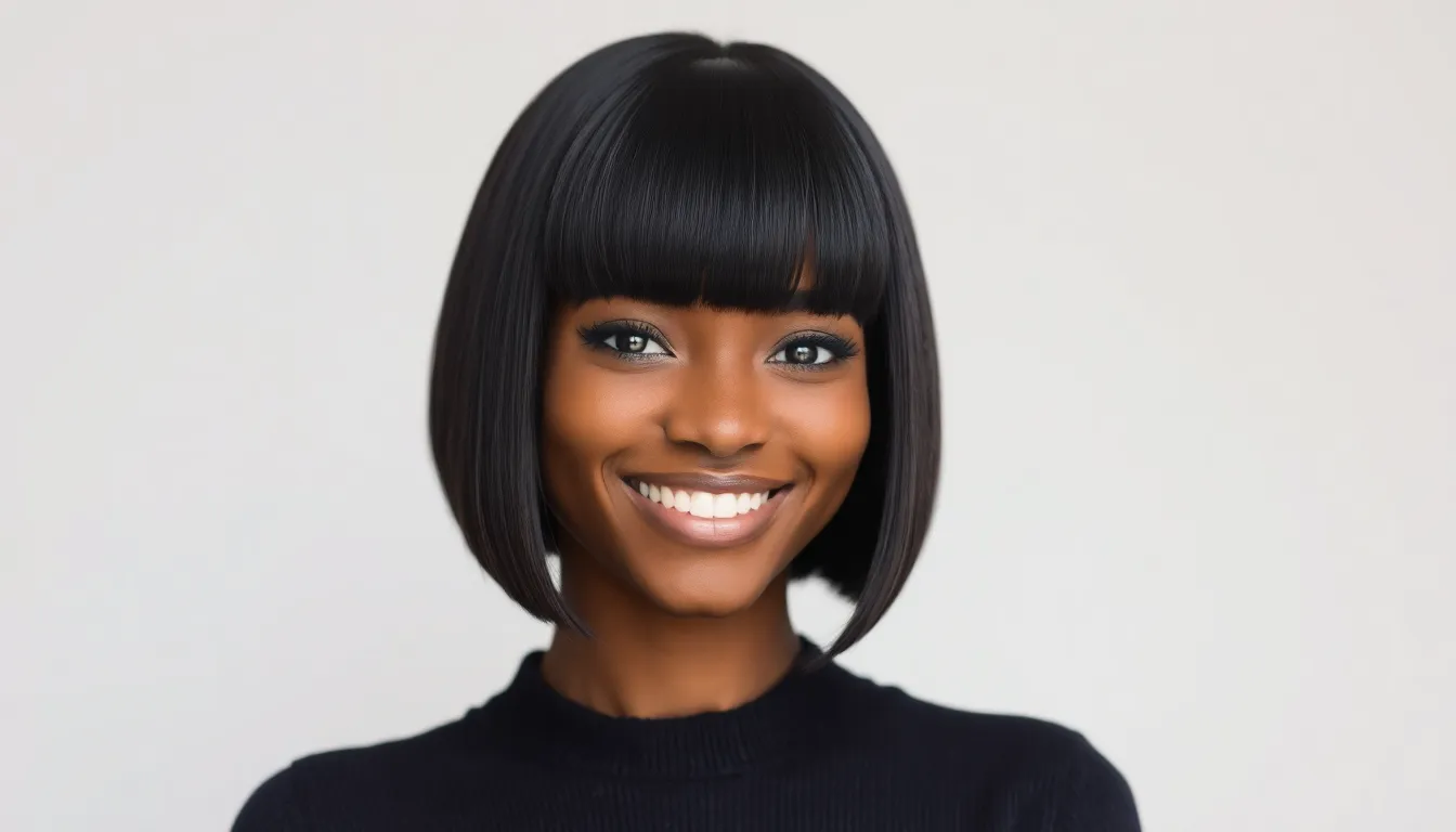 20 Stunning Bob with Bangs Styles for Black Women That'll Transform Your Look 2 20 Stunning Bob with Bangs Styles for Black Women That'll Transform Your Look 1