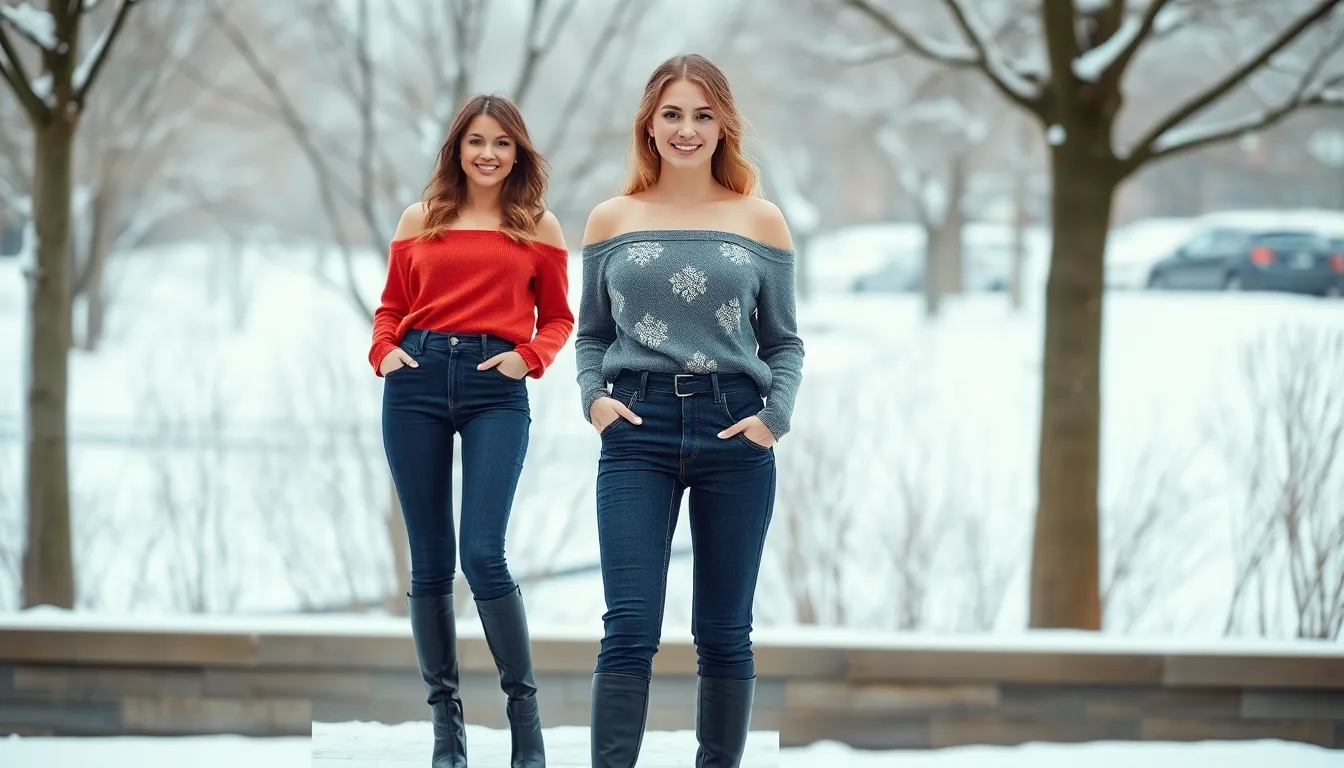 15 Chic Off the Shoulder Top Outfit Winter Looks to Stay Stylish & Warm 1