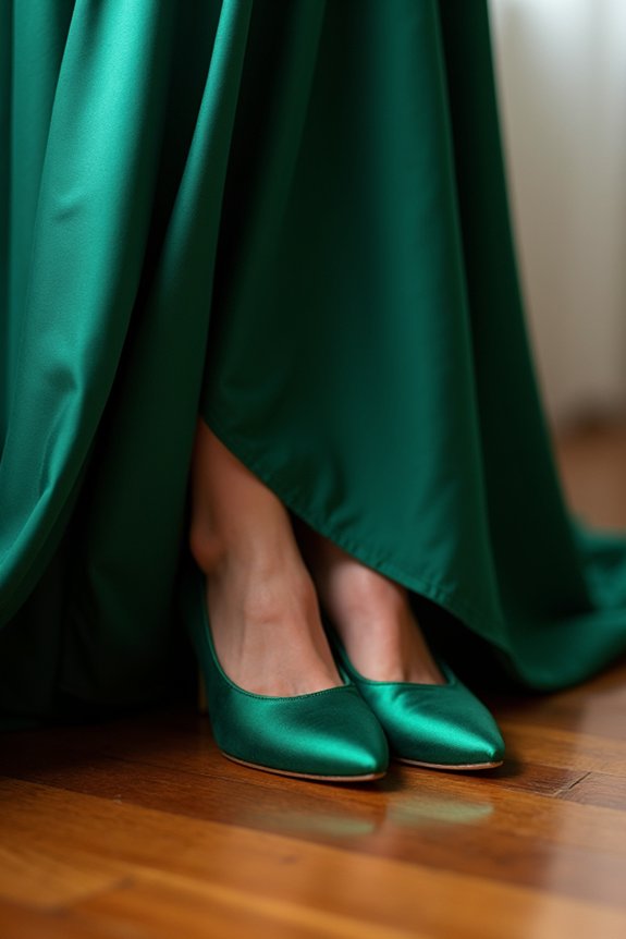 emerald shoes with navy dress