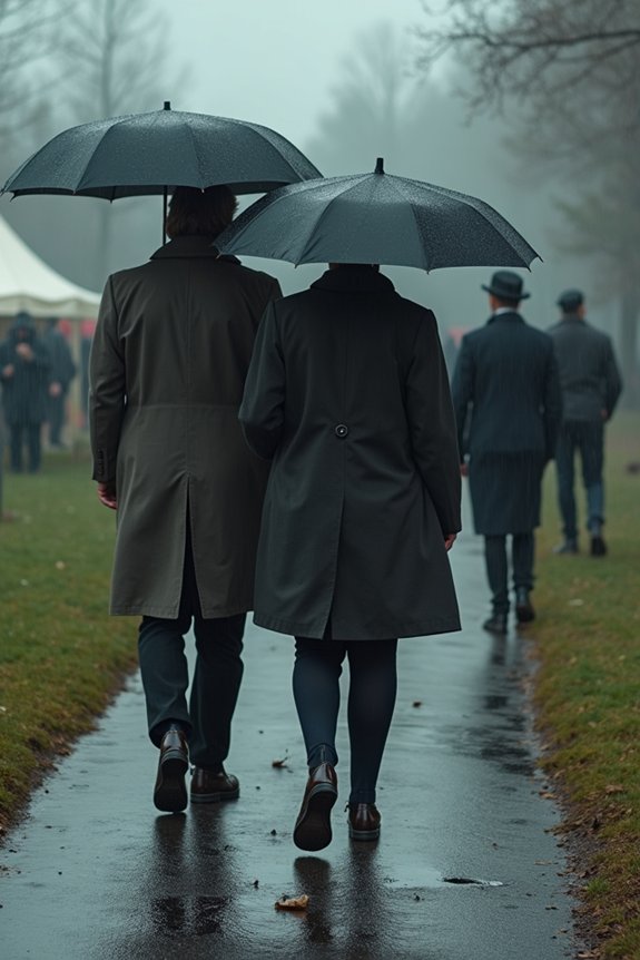 layered practical outdoor funeral attire